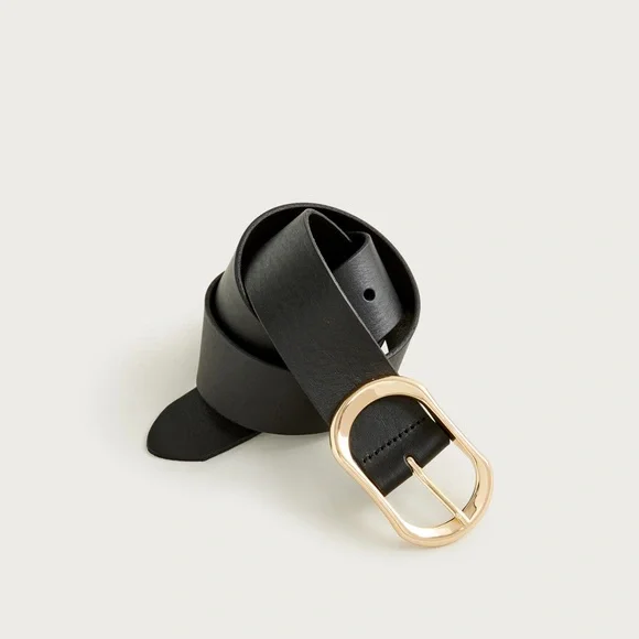 J. Crew Oval buckle belt in Italian leather black - Picture 3 of 9